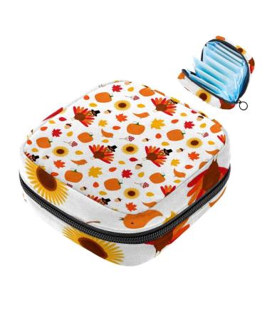 Muooum menstrualpolster bag zipper ladies bandage pocket tampons collect bags for women girls (Thanksgiving turkey pumpkin) color 8