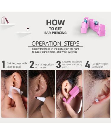 Self Ear Piercing Gun Kit - 12 Guns, 12 Silver Diamond Studs, 12 Alcohol Pads - Salon & Home Use - Type B - Buy Online on GoSupps.com