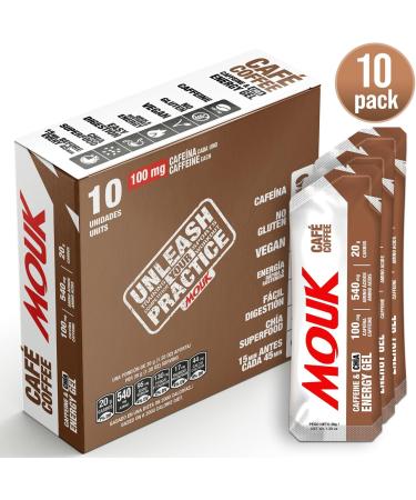 MOUK Coffee Caffeine & Chia Energy Gels - 10 Pack | Natural Ingredients & Essential Electrolytes for Endurance Exercise - Buy Online on GoSupps.com