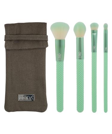Moda Royal & Langnickel Full Size Renew 5pc Complete Makeup Brush Kit with Pouch Includes Buffer Contour Shader and Detail Brushes Mint Green BMR-CK5