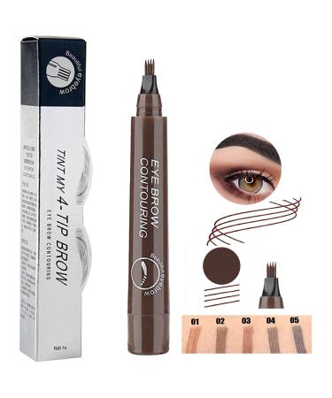 Eybrow pencil - Microblading eyebrow pencil with micro -fork tip - Eyebrow Pen Waterproof Liquid Eyebrow Pencil (02# dark brown)