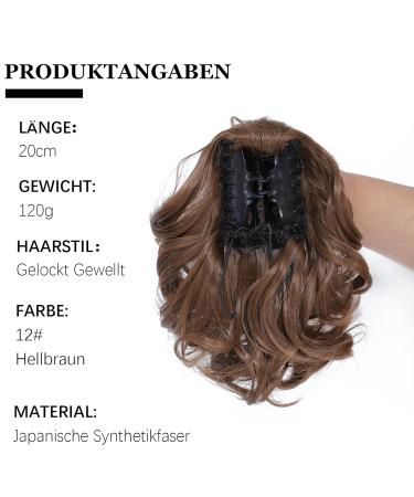 Parxitn 20cm Short Curled Light Red-Brown Ponytail Extension - Claw Clip Synthetic Hair Braid (8 Inch) for Effortless Style - Buy Online on GoSupps.com