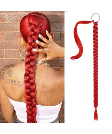 32 Inch DIY Long Braided Ponytail Extension with Hair Tie Braid Extensions Ponytail Natural Soft Synthetic Hair Pony Tail Extension for Women (130M)