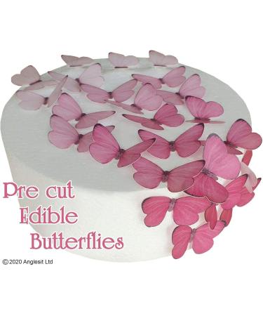 Pre-Cut Pink Butterflies Edible Rice Paper Cake Toppers - Perfect for Birthdays Weddings & Baby Showers - Buy Online on GoSupps.com