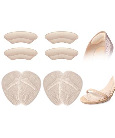 Metatarsal Pads Women Heel Inserts for Women All Day Reduce Foot Pain for Stop Feet from Sliding Forward Shoe Inserts for Women for Too Big (Pale Apricot)