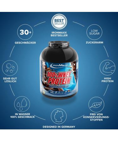 Ironmaxx 100% Whey Protein Powder - Pure Dark Cocoa 2.35kg | Water-Soluble Protein | Multiple Flavors Available - Buy Online on GoSupps.com