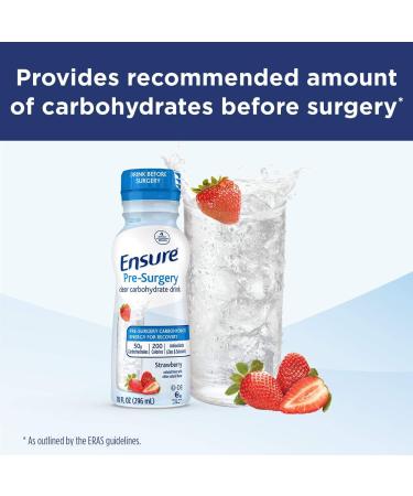Ensure Liquid Clear Nutrition Drink 0g fat 8g of protein Blueberry Pomegranate & Ensure Pre-Surgery Clear Carbohydrate Drink Strawberry 10 Fl Oz (Pack of 4) - Buy Online on GoSupps.com
