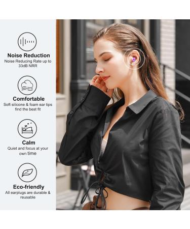 Aopigavi Ear Plugs for Sleeping - Noise Reduction 25-33dB 2 Pairs + 16 Ear Tips - Soft Silicone Noise Cancelling Earplugs for Sleep Study & Work - Purple - Buy Online on GoSupps.com