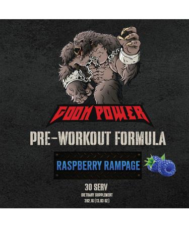 GOON Power Pre-Workout Powder Raspberry Rampage | 350mg Caffeine Energy & Focus | Pumps & Endurance Formula | Veteran-Owned | 30 Servings