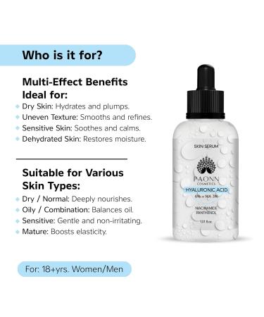 Hyaluronic Acid Serum for Face Deep Hydration & Plumping Lightweight No Fragrance Skin Smoothing Moisture-Locking Effect - Buy Online on GoSupps.com