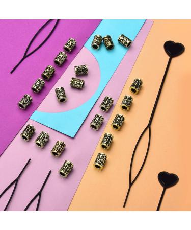 24 Pieces Norse Viking Hair Beard Braiding Beads + 6 Pull Hair Pins & 160 Black Rubber Bands - Gold | Perfect for Bracelets & Necklaces - Buy Online on GoSupps.com