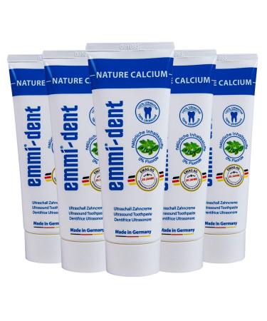 EMMI-Dent Ultrasound toothpaste "Nature Calcium" I With Extra Calcium I ideal for sensitive teeth and gums I free of fluoride microplastics & nanomaterials i vegan & gluten-free i 5x 75 ml nature calcium 75 ml (5 Pack)