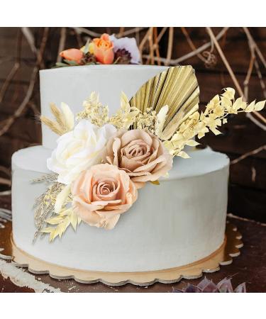 28 Pcs Vintage Boho Rose Cake Topper Kit - Dried Faux Flower Decor for Bohemian Wedding, Bridal, Baby Shower, Birthday Party Supplies - Buy Online on GoSupps.com