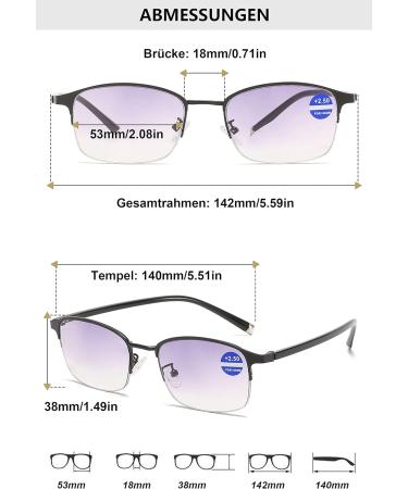 Lanomi Classic Bifocal Reading Glasses with Blue Light Filter | UV400 Protection for Men & Women - Stylish Semi-Frame 2.5 Diopters - Buy Online on GoSupps.com