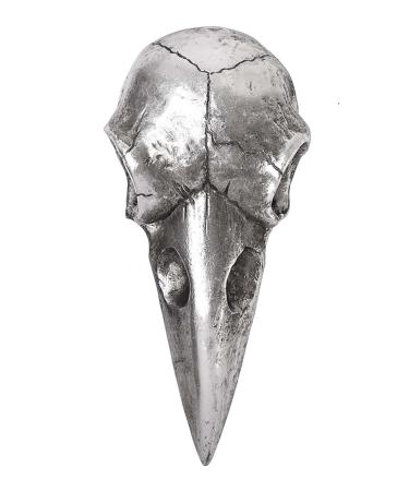 The Vault Raven Skull Handheld Makeup Mirror - Antique Silver 1.18L x 2.76W x 8.86H