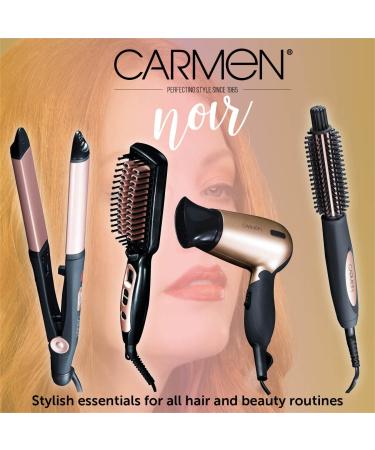 Carmen C80020 Noir Travel Hair Dryer - 1200W Black/Rose Gold with Concentrator Nozzle & Travel Bag - Buy Online on GoSupps.com