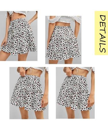 LAEMILIA Womens Elastic Waist Flared Floral Print Mini Skater Skirt - XXL White - Buy Online on GoSupps.com