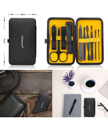 Glamne 10-in-1 Manicure Set | Professional Stainless Steel Nail Clippers & Care Tools | Travel-Friendly Leather Case | Yellow - Buy Online on GoSupps.com