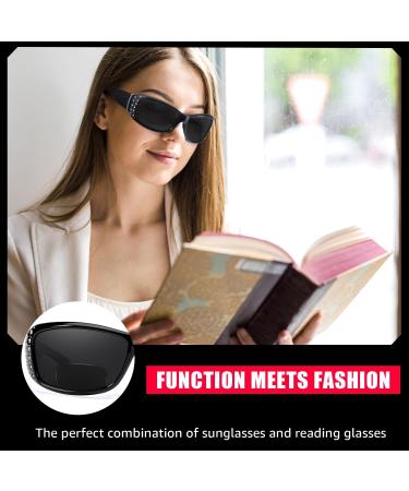 Bifocal Reading Sunglasses for Women - UV400 Protection Wrap Readers with Rhinestones - IF8166 Black 2.0x - Buy Online on GoSupps.com