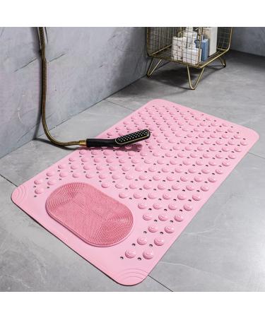 Carmoion Bath Mat Non-Slip Rubber Shower Mat with Drain Holes Suction Cups  Quick Drain Easy Cleaning  Feet Massage  Bath Mat for Shower Tub & Shower Stall & Bathroom  Machine Washable 27.5 14.5in