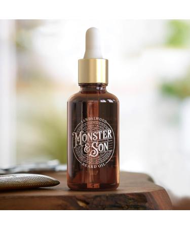 Buy Monster&Son Organic Beard Oil - Sandalwood & Frankincense - Hydrate Style & Promote Hair Growth - 1.7oz - Cold Pressed Jojoba Argan & Meadowfoam Oils - Buy Online on GoSupps.com