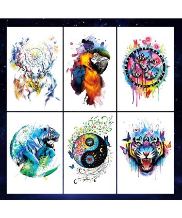 Oottati 12 Sheets Large Temporary Tattoos - Flower Arm Watercolor Designs for Men and Women - Buy Online on GoSupps.com