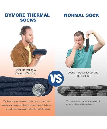 Bymore Thermal Socks - 2 Pairs Unisex Heated Winter Socks - Insulated Cold Weather Black - Size 9-13 - Buy Online on GoSupps.com