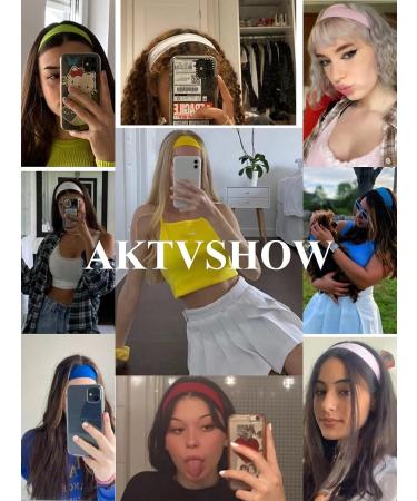 AKTVSHOW 12 Pack Women's Short Hair Elastic Headbands for Workout Sports Yoga - Wide Thick Sweat Headbands for Exercise - Hair Accessories Set - Buy Online on GoSupps.com