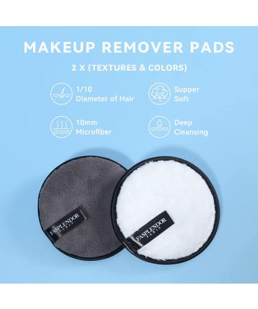 FASPLENDOR Reusable Makeup Remover Pads - Washable Microfiber and Sponge, Dual Texture for Facial Cleansing and Body Exfoliating, Large Size 4 Count with Laundry Bag - Buy Online on GoSupps.com
