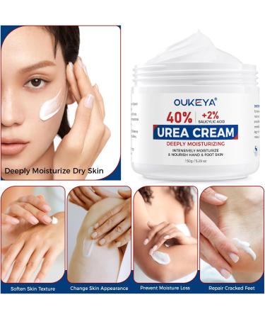 OUKEYA Cr me d'Ur e Nouvelle Formule 40% Ur e Cr me Pieds et Mains pour Talons Crevass s et Peau S che Hydratante R paratrice Soin Anti-Callosit s NEW FORMULA Urea Cream 40% Cr me d'Ur e 40 + 2 SA - Buy Online on GoSupps.com
