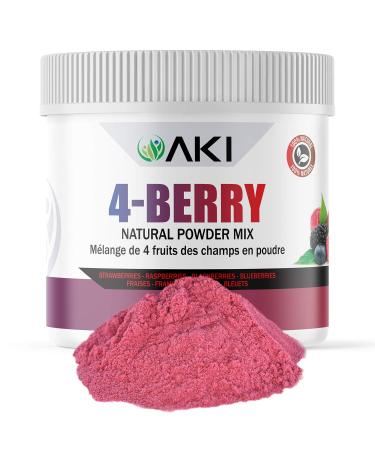 AKI Natural 4-Berry Blend Blueberry Raspberry Strawberry Blackberry Powder Superfood (5.29 Oz/150Gr), Rich in Antioxidant | Sugar-Free Food coloring for Smoothies, Ice Cream, Popsicles & Yogurt