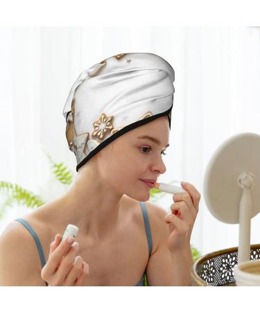 Christmas Gingerbread Snowflake Microfiber Hair Towel | Soft Absorbent Coral Velvet Wrap for Long & Curly Hair - Buy Online on GoSupps.com