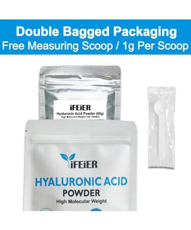 Hyaluronic Acid Powder 60g | High Molecular Weight Serum for Skin Hydration | DIY Lotions Creams & Serums | Cosmetics Grade - Buy Online on GoSupps.com