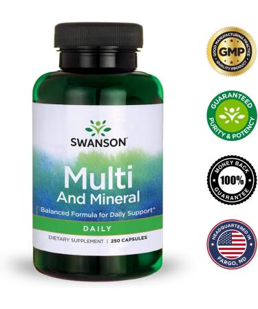 Swanson Daily Men's Women's Multivitamin Multimineral Health Supplement - 250 Capsules - Buy Online on GoSupps.com