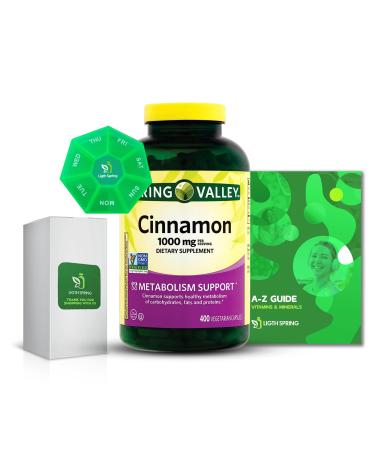 Cinnamon 1000mg Dietary Supplement Capsules 400 Count with Bundle Exclusive Better Ligth&Spring Guide