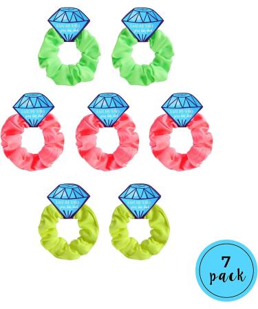 Neon Bachelorette Scrunchies 7 Pack - Bachelorette Party Hair Ties for Team Bride - Bridesmaid Favor - Buy Online on GoSupps.com