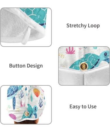 Cartoon Sea Turtle Hair Towel 2 Pack - Super Absorbent Quick Dry Hair Turbans for Women & Girls - Buy Online on GoSupps.com