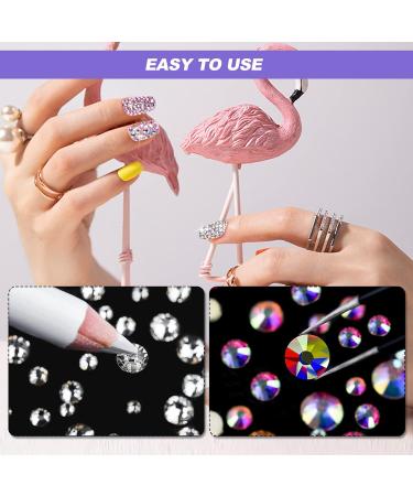 Rhinestones 2000 Pcs Nail Art Gems Clear Rhinestones Crystal AB FlatBack Rinestone Diamonds Tooth Gem with Tweezer for Nails Craft 6 Sizes - Buy Online on GoSupps.com