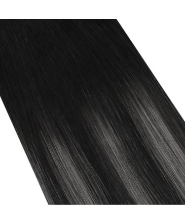 Moresoo 40cm Real Hair Tape Extensions - Black to Silver Seamless Tapes | 20 Pieces 50g | #1B/Silver #1B - Buy Online on GoSupps.com