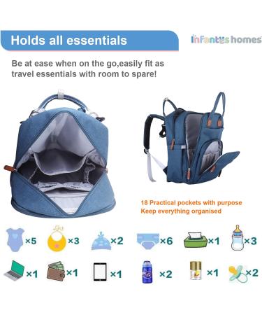 Infanteshomes Baby Travel/Wrap Backpack | Large Multifunctional Durable & Water-Repellent Backpack with Isolated Pockets - Blue One Size - Buy Online on GoSupps.com