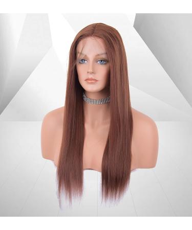 Vebonny Auburn Brown Lace Front Wig for Women - 20 Inch Straight Hair with Baby Hair Glue-Free & Middle Parting - #021 - Buy Online on GoSupps.com