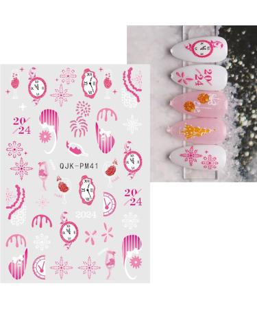 Christmas Nail Stickers 9 Sheets Self-Adhesive Nail Decal Pink Nail Art Decoration Design Supplies - Buy Online on GoSupps.com
