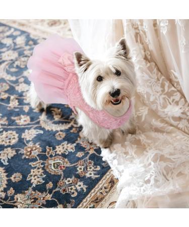 Shop Asenku Dog Dress - Princess Lace Puppy Wedding & Birthday Party Outfit for Small to Medium Dogs & Cats - Light Pink - Buy Online on GoSupps.com