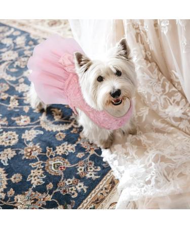 Asenku Dog Dress - Elegant Light Pink Princess Lace Wedding & Birthday Outfit for Small/Medium Dogs & Cats - Buy Online on GoSupps.com