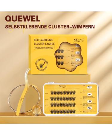 QueWel Self-Adhesive Eyelash Clusters - Natural Look Individual Extensions 32 pcs Reusable DIY Easy for Beginners (ZN01) - Buy Online on GoSupps.com