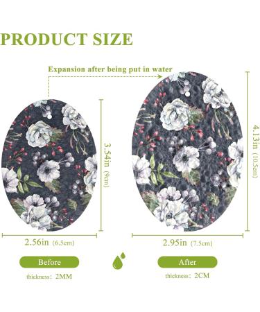 3-Pack Cleaning Kitchen Sponges Oval Blooming Flowers Black Kitchen Cellulose Dishwashing Wood Pulp Cotton - Buy Online on GoSupps.com