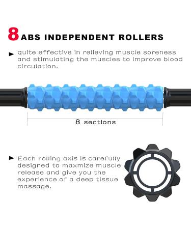Ultraportable Massage Roller Scooter Stick | Deep Tissue Relief for Sore Muscles & Trigger Points | Blue Sport Massage Device - Buy Online on GoSupps.com