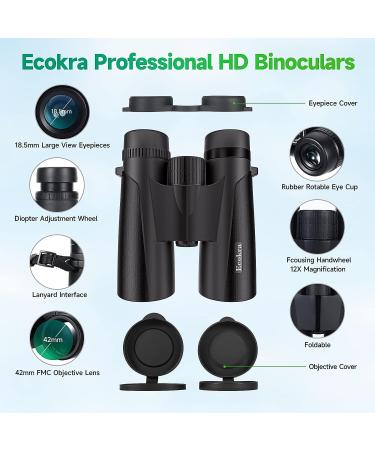 12x42 HD Binoculars for Adults & Kids Super Bright High Power Binoculars with Large view Clear Low Light Night Vision BAK4 FMC Prisms Waterproof Compact Binoculars for Hunting Bird Watching Stargazing - Buy Online on GoSupps.com