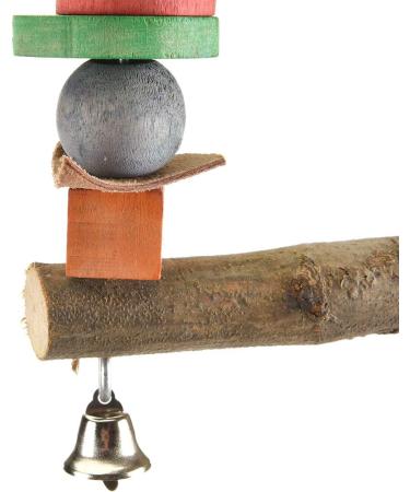 HappyBird Bird Swing with Natural Wooden Perch - Ideal for Parrots & Small Birds | 20x3x20 cm - Buy Online on GoSupps.com
