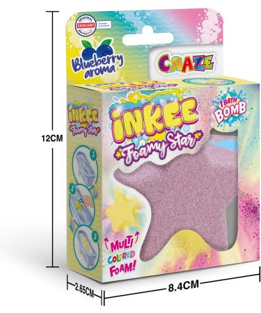 INKEE Foamy Star Bath Bombs for Kids | Set of 2 Star-Shaped Blueberry Scented Creamy Bath Bombs in 2 Colors - Perfect for Fun Bath Time - Buy Online on GoSupps.com